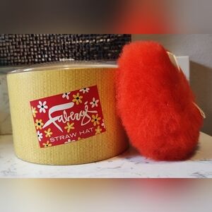 New‎ Faberge Straw Hat Bath Powder With Powder Puff Retro Vintage groovy Vanity
